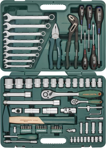 Набор инструмента универсальный 1/4" 1/2"DR 77 предметов S04H52477S Jonnesway